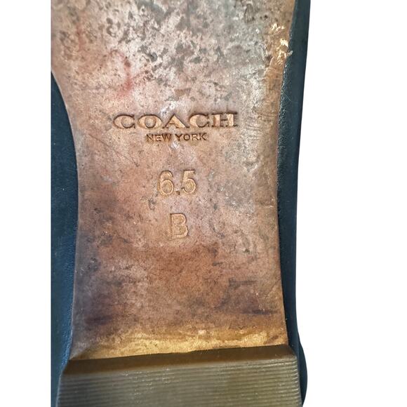 Coach Oakland Flats Black Leather with Snakeskin Accent Toes Size 6.5B - Picture 6 of 6